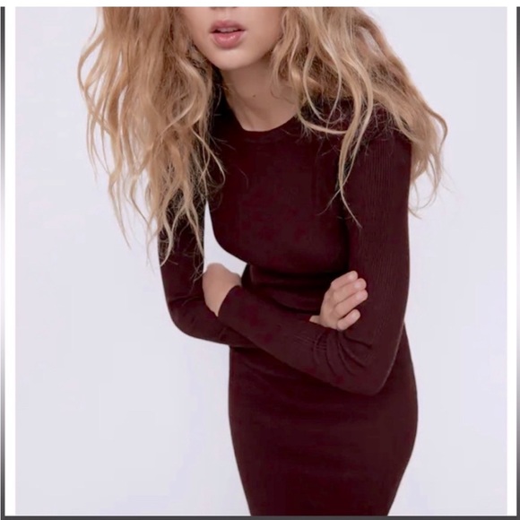 NWT Zara burgundy knitted dress. - Picture 2 of 7